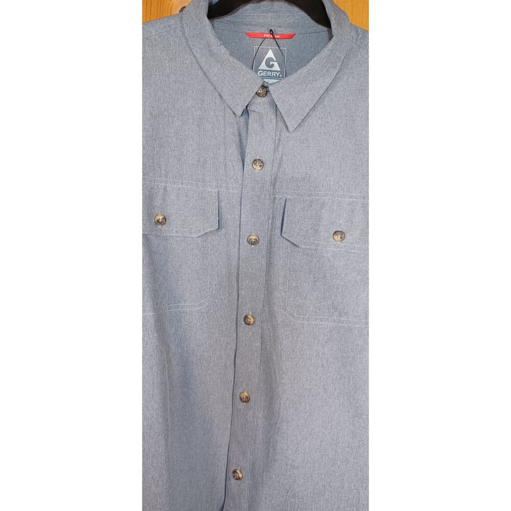 NWT Gerry Men's XL Gray Short Sleeve Tech Button Up Shirt Stretch Quick Dry - Picture 6 of 9